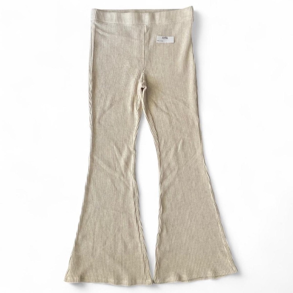 Aerie Beige Ribbed Flare Pants